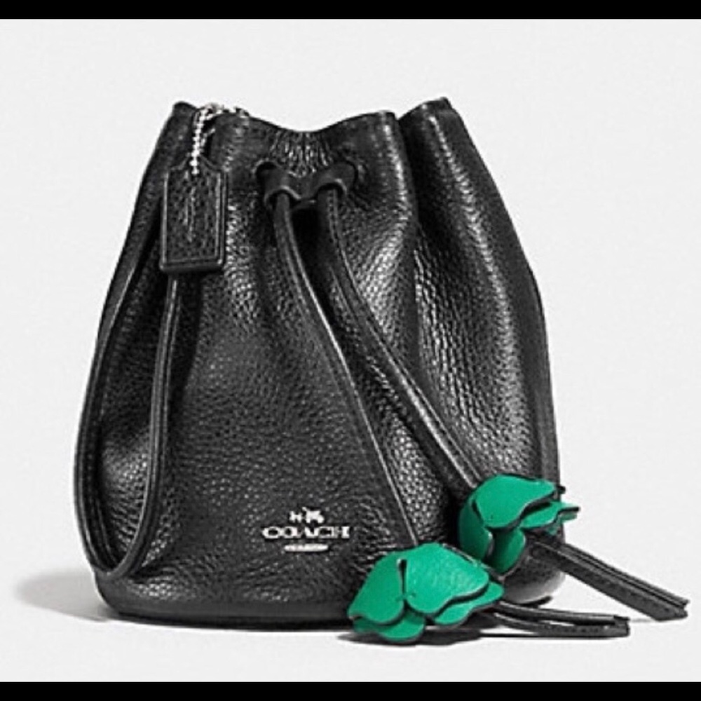 COPY - Coach Black Leather Petal Wristlet